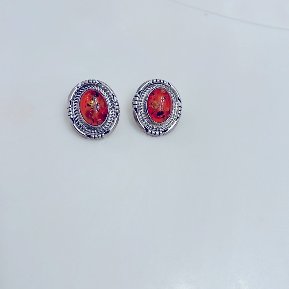 John Mcray sterling and Amber earrings